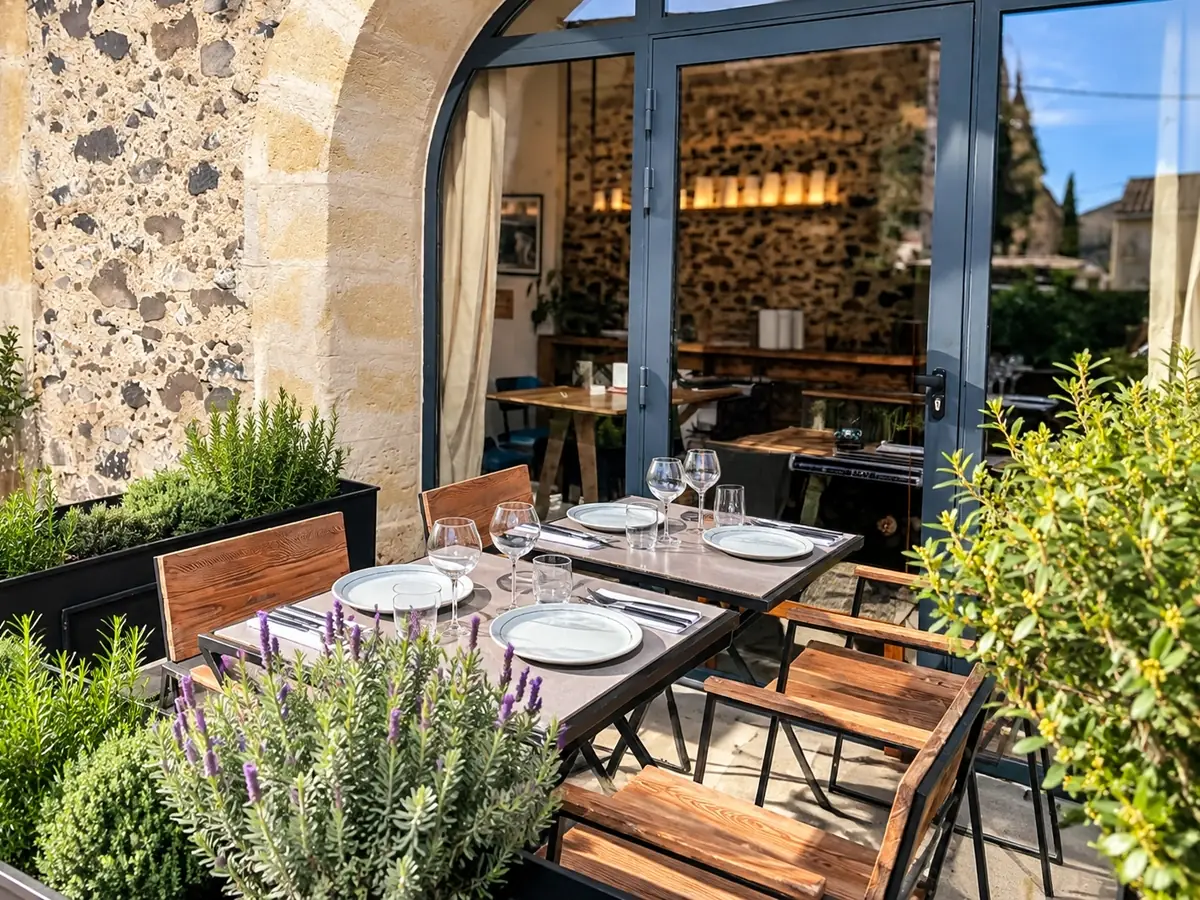 La terrasse du Bistrot de l'Impasse, restaurant à Caux près de Pézenas